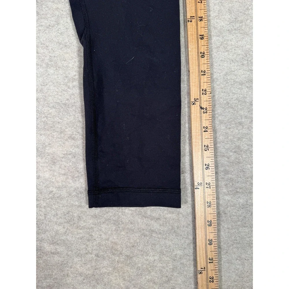Lululemon Leggings Womens 4 Black Capri Foldover Waist Yoga Athletic Gym Stretch